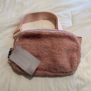 Pink Fleece Crossbody Bag